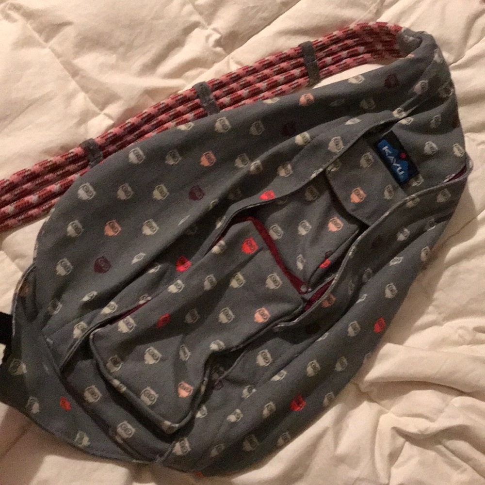 Kavu rope sling backpack with owl design